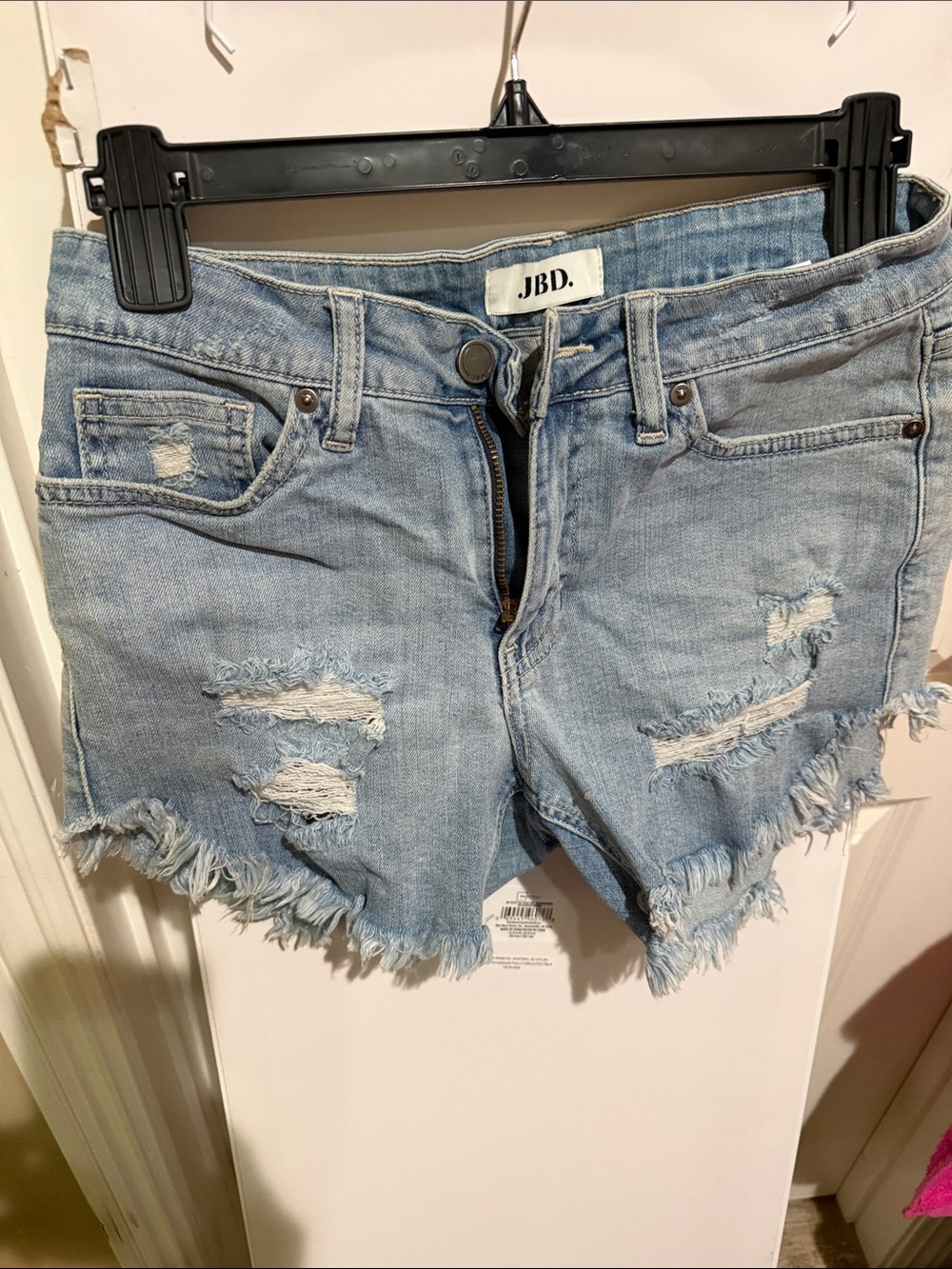 Light Blue Distressed Denim Cutoff Shorts